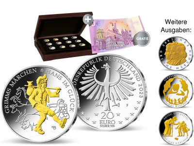 Neue Silbermünzen-Edition: die deutschen 10- und 20-Euro-Märchen-Ausgaben mit Goldveredelung