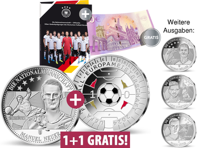 Erste 11-Euro-Münze + Silberprägungen der deutschen Nationalmannschaft