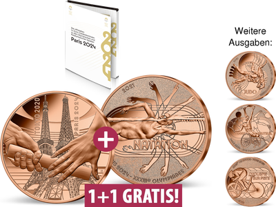 Die offiziellen ¼-Euro-Gedenkmünzen der Olympischen Spiele Paris 2024