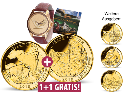 Die offizielle USA National Park Quarter Dollar-Münzen-Kollektion – vergoldet – Start: 2 für 1
