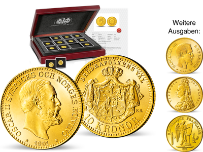 Gold-Münzen-Raritäten des 19. Jahrhunderts: Ihr Start: 10 Kronen Oskar II.!