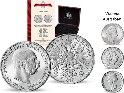 Kollektion 12 historischer Silber- − münzen berühmter Kaiser und Könige