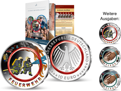 Deutschlands farbveredelte 10-Euro-Gedenkmünze "Feuerwehr" 2023 – Ihr Start in die Sammlung deutscher 10-Euro-Polymer-Ausgaben mit einzigartiger Farbveredelung!