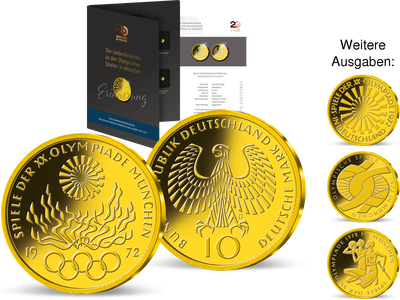 10-DM-Goldmünzen zum Jubiläum "50 Jahre Olympische Spiele in München"!