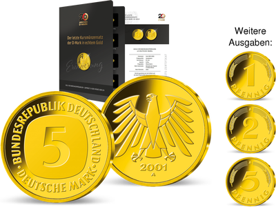 75 Jahre Deutsche Mark  - Start: Goldprägung „5 D-Mark“ 