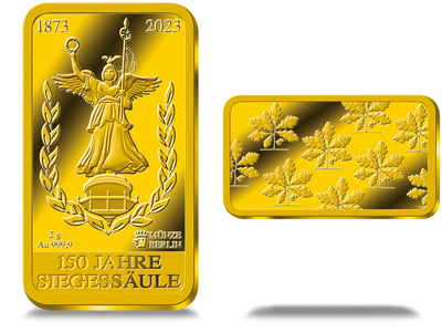 2g-Goldbarren „150 Jahre Siegessäule“ der Haupt-Gold-Jahresausgabe 2023