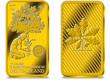 Premium-Goldbarren „Die Eichenpflanzerin“ aus 10 Gramm reinstem Feingold!