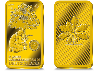 Premium-Goldbarren „Die Eichenpflanzerin“ aus Feingold in 2, 5 und 10 g!