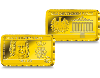 Premium Feingoldbarren in 1/100 Unze: Johann Sebastian Bach