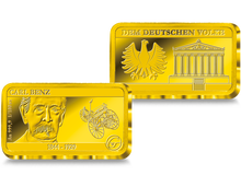Premium-Feingoldbarren in 1/100 Unze: Carl Benz (1844-1929)