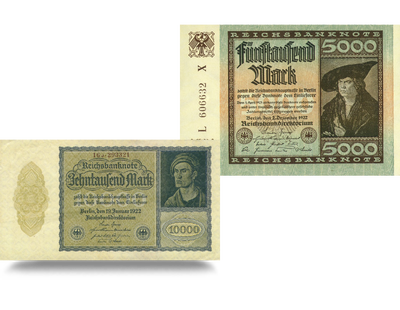 Echtes Geld der 20er und 30er Jahre – 2er-Set Banknoten mit Dürer-Motiven