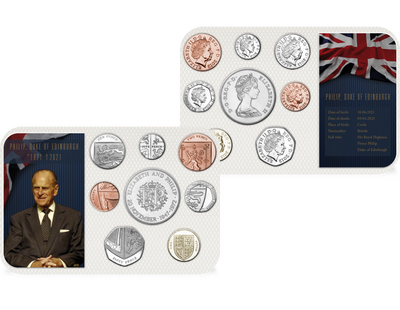 Kursmünzensatz + Gedenkmünze: Zu Ehren von Prinz Philip