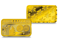 Der 2g-Goldbarren „Gemeinschaftswährung“ der Gold-Jahresausgabe 2022