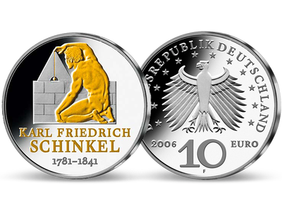 10-Euro-Münze „225. Geburtstag Karl Schinkel“ mit Feingold-Veredelung!