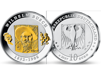 Die teilvergoldete 10-Euro-Silberausgabe „Wilhelm Busch“ 2007!