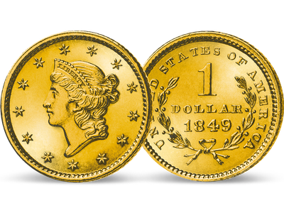 Der allererste Dollar in Gold − USA 1 Dollar 1849 Liberty Head