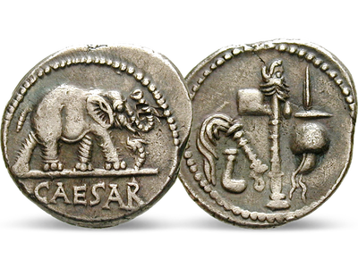 Caesar überschreitet den Rubikon – Denar 49-48 v. Chr. 