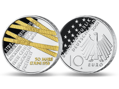 Die 10-Euro-Münze „50 Jahre Volksaufstand“ mit Feingold-Veredelung!