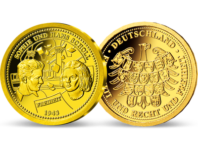Die größten Deutschen – Gold-Gedenkprägung "Sophie & Hans Scholl"