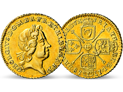 Die erste Quarter-Guinea der Welt − Georg I., 1/4 Guinea 1718 in Gold