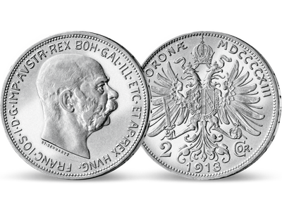 Das einzige österreichische 2-Kronen-Stück aus echtem Silber