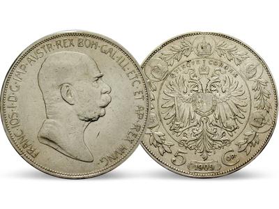 Österreich 5 Kronen 1909 Franz Joseph I. / Glatze (Typ Marschall)