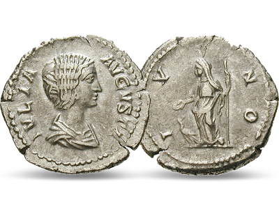 Juno, Göttin der Blumengeschenke − Rom, Silberdenar 3. Jahrhundert