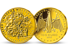 Die neue deutsche 100-Euro-Goldmünze 2015 “UNESCO Welterbe - Oberes Mittelrheintal“