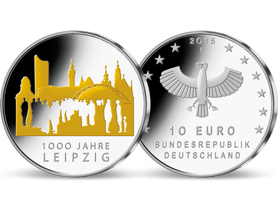 Die teilvergoldete 10-Euro-Gedenkausgabe „1000 Jahre Leipzig“ 2015!