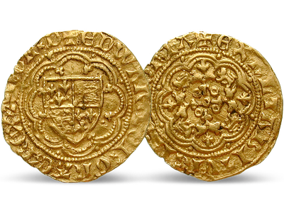 Gold aus dem Hundertjährigen Krieg-Edward III. Quarter Noble 1346-1377