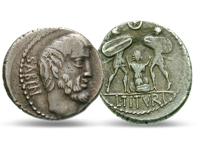 Tarpeia verrät das heilige Rom − Römische Republik, Denar 89 v.Chr.