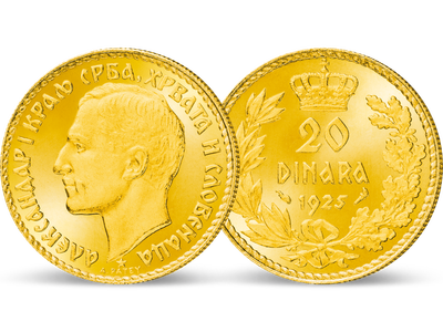 Das einzige Gold des Balkanstaats − Alexander I., 20 Dinara 1925