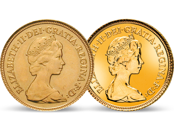 Die 1/2-Sovereign-Goldmünze von Elisabeth II.