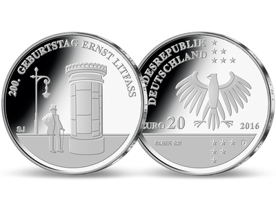 Deutsche 20-Euro-Silber-Gedenkmünze '200. Geburtstag Ernst Litfaß' 