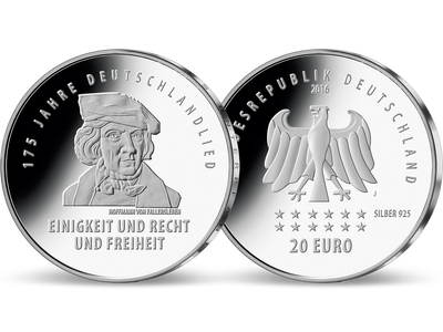 Deutsche 20-Euro-Silber-Gedenkmünze '175 Jahre Deutschlandlied'
