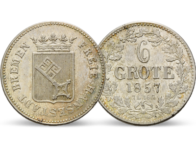Der Stadtschlüssel von Bremen − Bremen 6 Grote Silber 1857