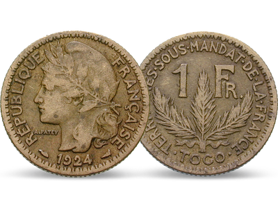 Die erste 1-Franc-Münze Togos − Togo, 1 Franc 1924/25