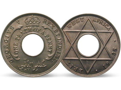 Der 1/10 Penny mit dem Loch! − Britisch Westafrika 1912-1936