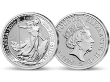 Großbritannien 2 GBP Silbermünze 'Britannia' - abgebildet ist Jahrgang 2018