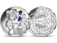 Die kollorierte 50-Euro Silbermünze 