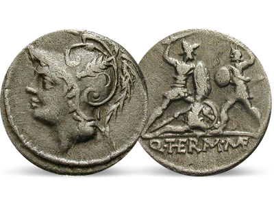 Rom kämpft gegen Barbaren - Denar 103 v. Chr. Q. Minucius Thermus