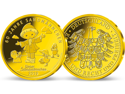 Die offizielle Gold-Gedenkprägung zum Jubiläum '60 Jahre Sandmännchen'