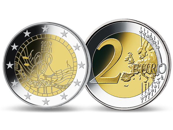 Die 2-Euro-Gedenkmünze 2019 aus Estland ''150. Jahrestag des Liederfestivals''.