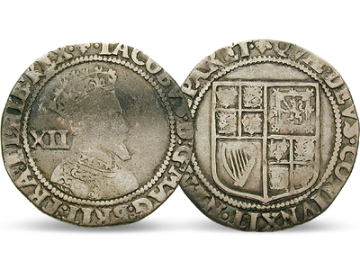 Original Silber-Shilling von König James I.! 
