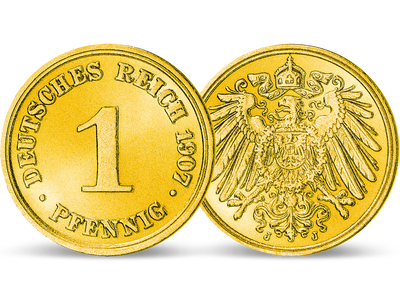 Glückspfennig aus dem Deutschen Kaiserreich – prächtig vergoldet