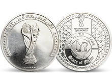Einzeln oder komplett im besonders günstigen 8er-Set erhältlich: die acht offiziellen 1-Riyal-Gedenkmünzen Katars zur FIFA Fussball-Weltmeisterschaft 2022™!