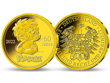 Die exklusive Jubiläumsprägung „60 Jahre Pumuckl – Pumuckl heckt etwas aus“ aus massivem Gold zu Ehren des süßen Kult-Kobolds!