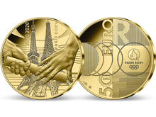 Die erste offizielle Gold-Gedenkmünze Frankreichs zu den Olympischen Spielen 2024: 