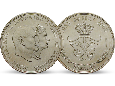 Dänemark 5 Kronen 1960 Friedrich IX. - Silberhochzeit