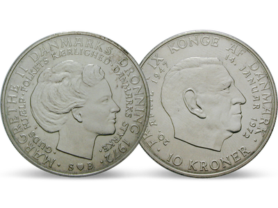 Dänemark 10 Kronen 1972 Margrethe II. - Tod von Friedrich IX. 